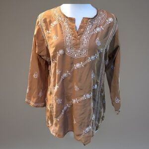 CHADWICKS Sheer Embroidered Tunic Shirt